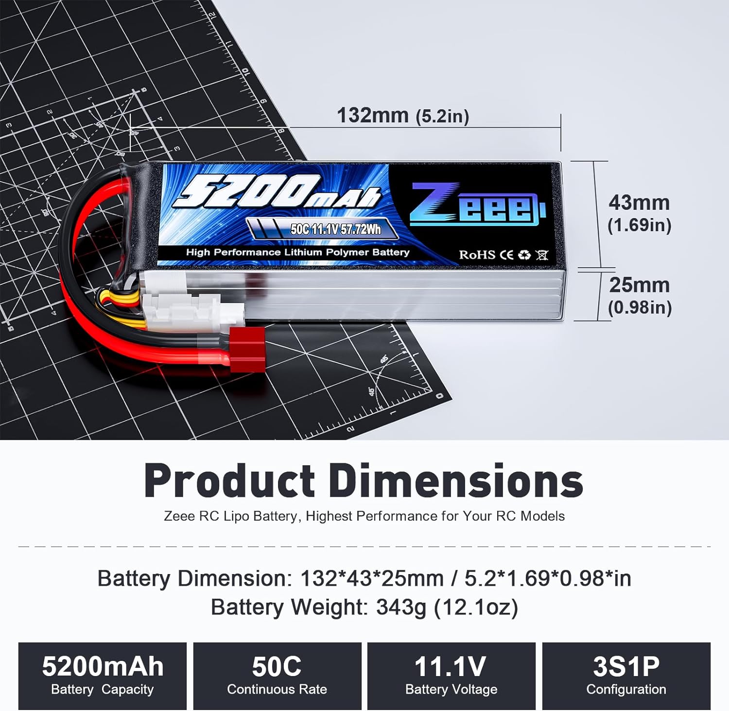 1/2units Zeee 11.1V 50C 5200mA - Drone Controller Hood ulasan dan harga